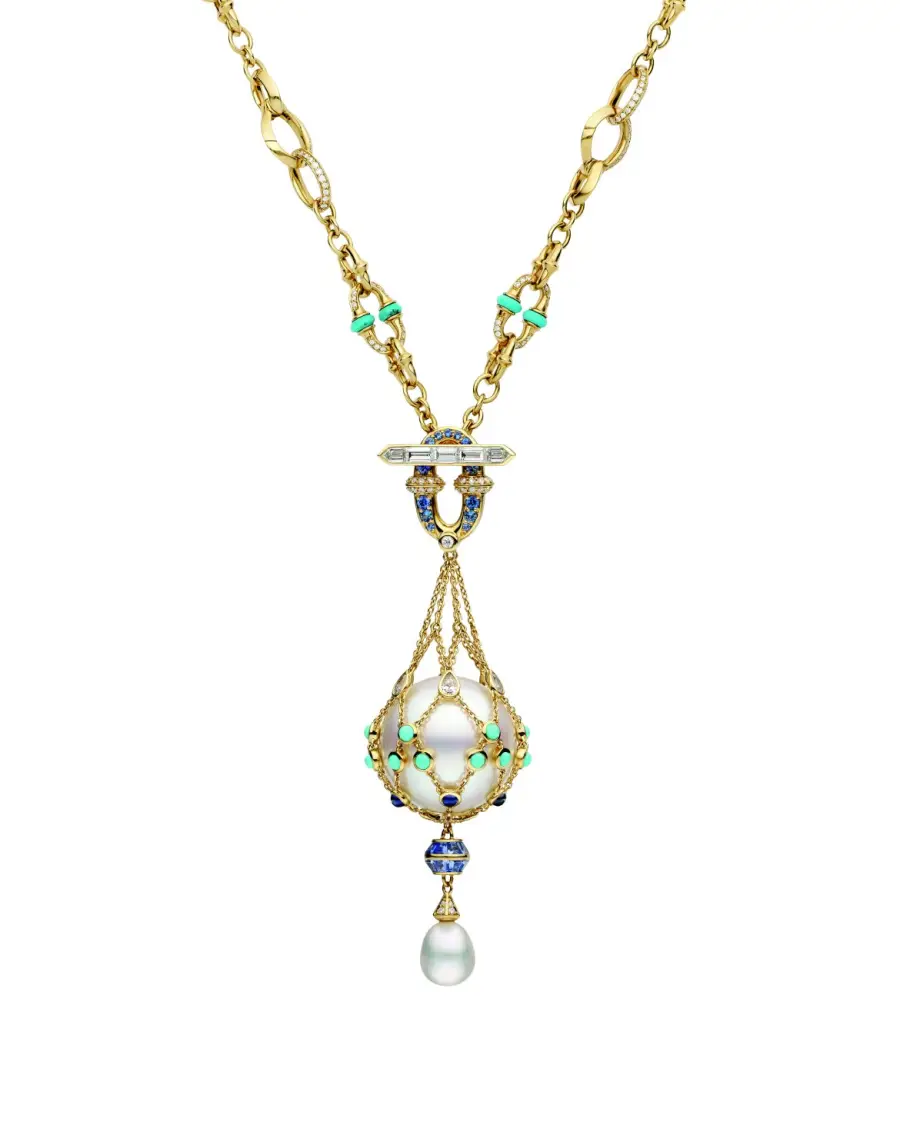 turquoise_anchored_lavalier_pearl_necklace